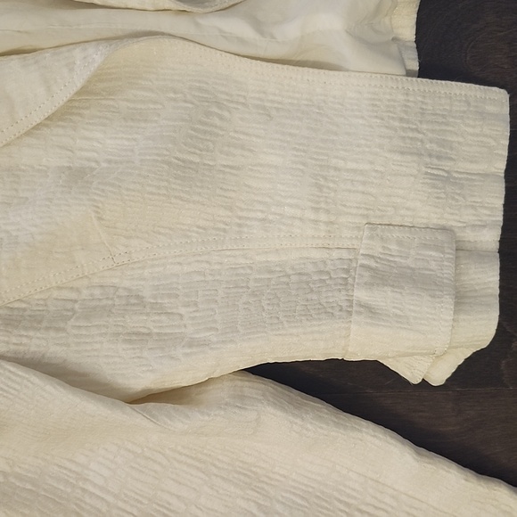 Alberto Makali Vintage white Cropped Blazer size 8 shoulder pads 1980's - Picture 3 of 4